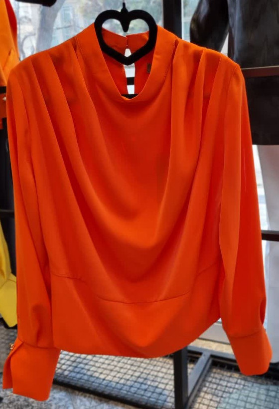 شومیز کرپ مصری سرشانه پیلی