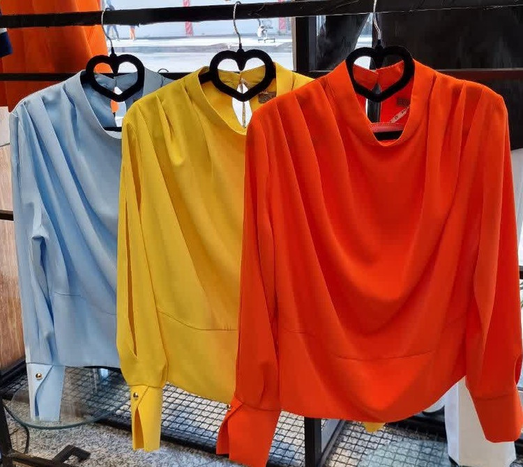 شومیز کرپ مصری سرشانه پیلی