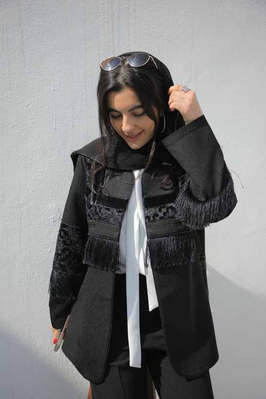 کت یقه مخمل ریسه ای