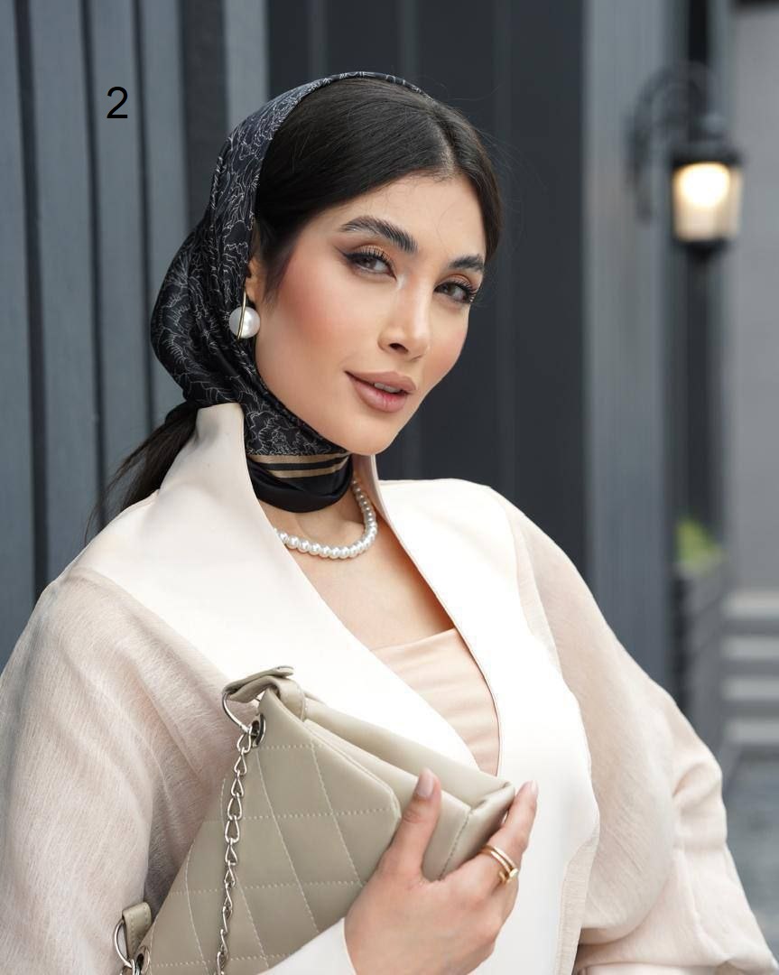 مینی اسکارف ابریشم مام برگ طرح 2