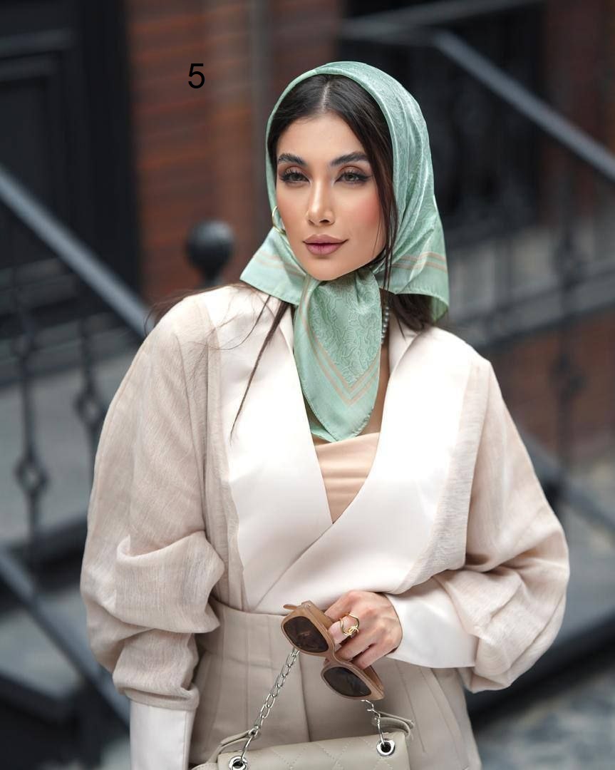 مینی اسکارف ابریشم مام برگ طرح 5