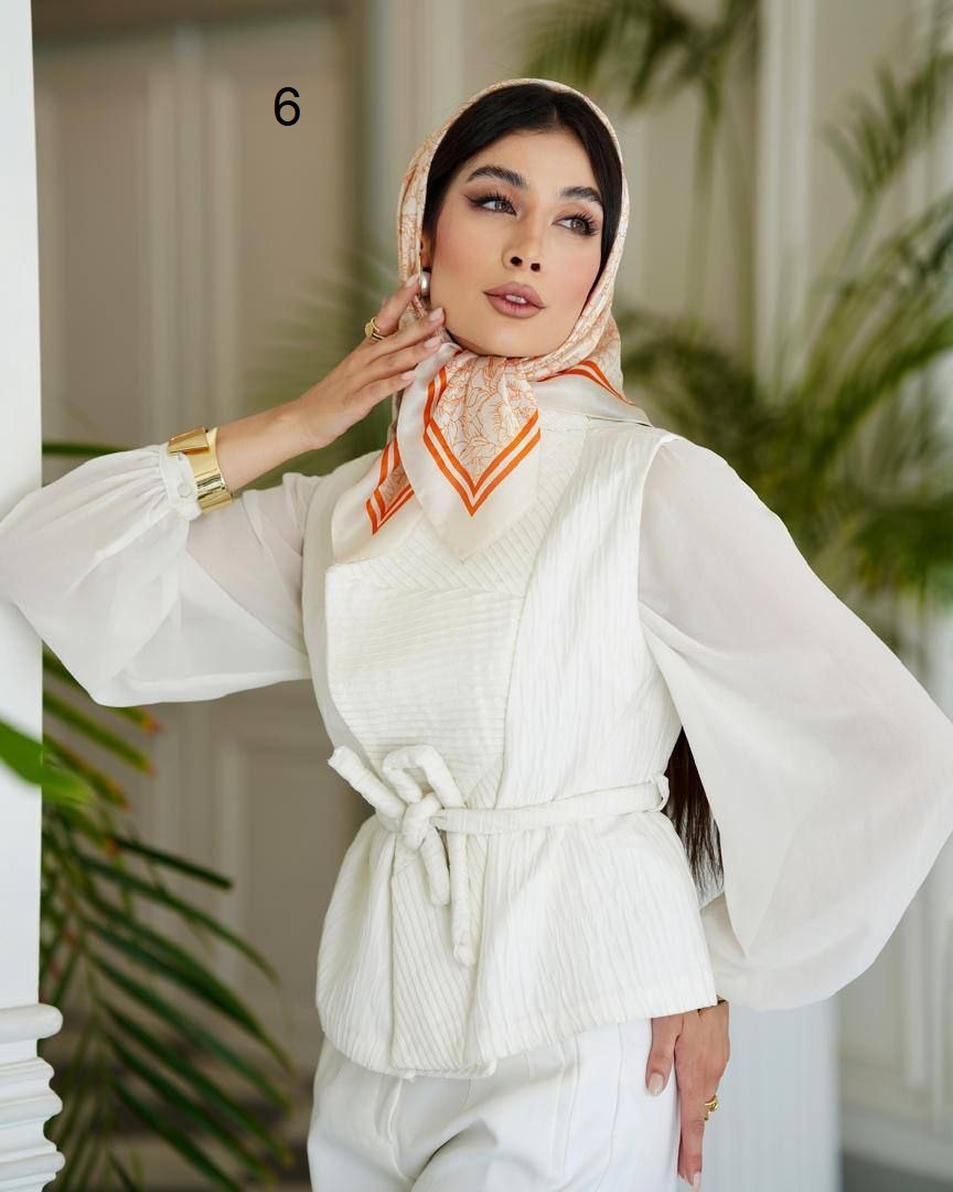 مینی اسکارف ابریشم مام برگ طرح 6