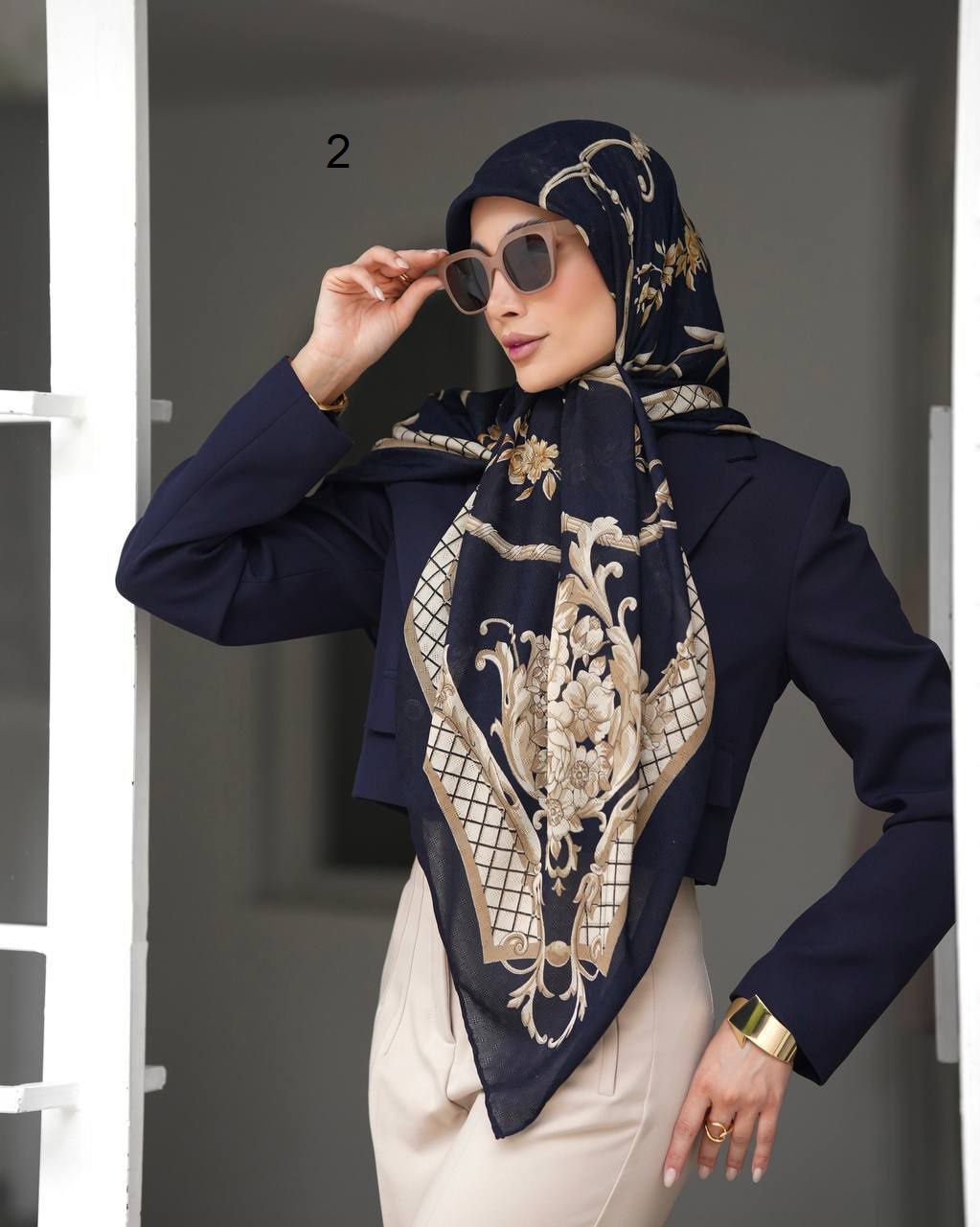 روسری حریر گارزا ژاکارد دست دوز طرح 2