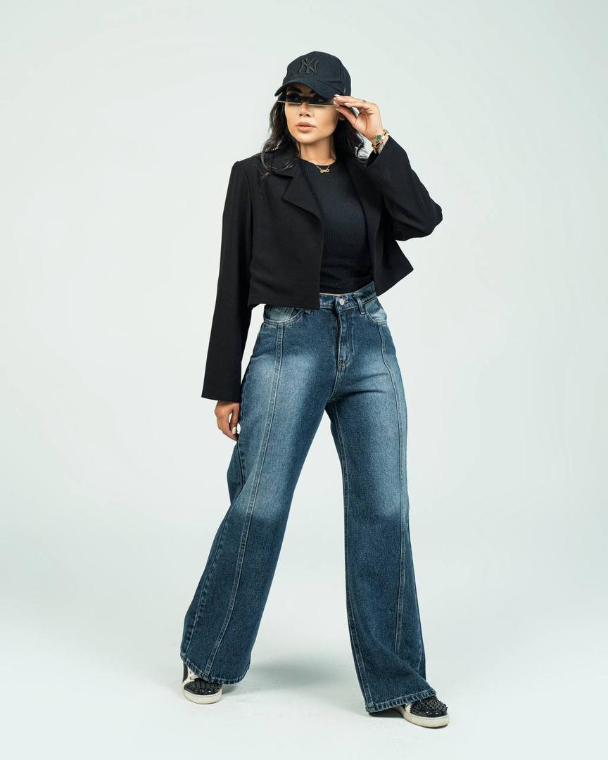 شلوار جین واید جلو دوخت