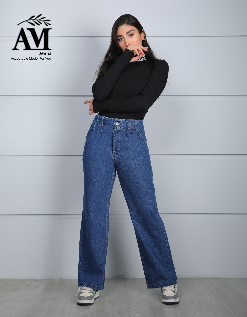 شلوار جین نیم بگ کمرزارا آبی