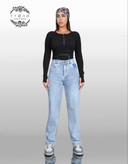 شلوار جین راسته آبی یخی