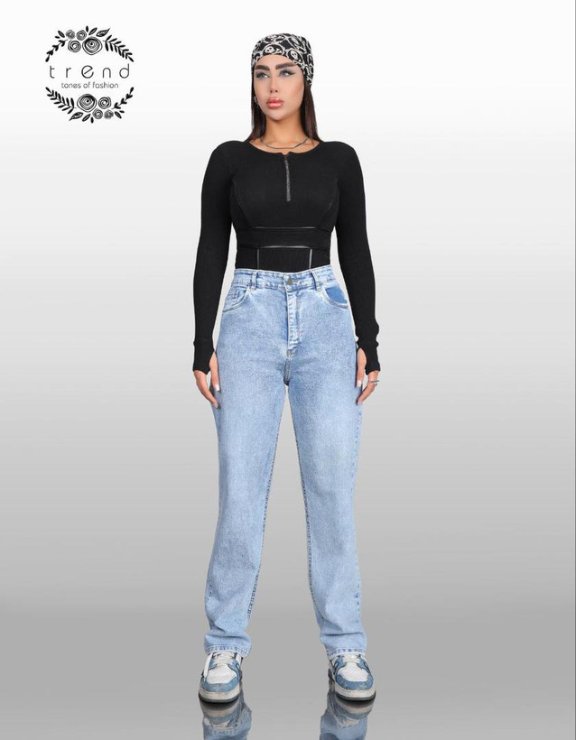 شلوار جین راسته آبی یخی