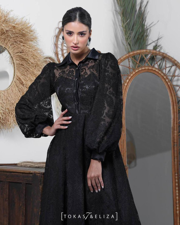 پیراهن مجلسی تور گیپور ساتن