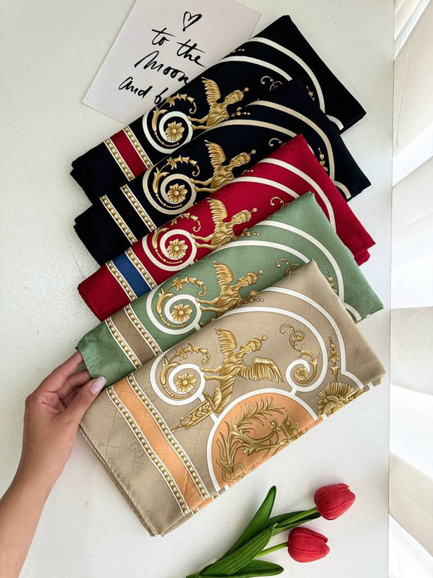 روسری ابریشم ژاکارد وارداتی طرح هرمس