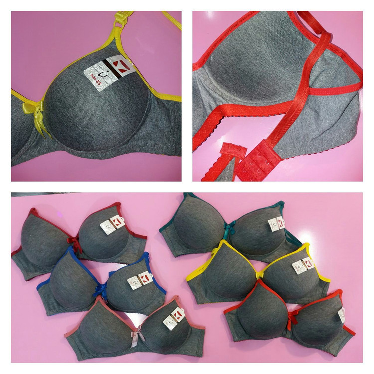 سوتین ابری پنبه ملانژ نوار دوزی