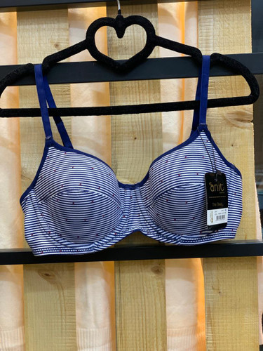 سوتین کاپدار نخی فنردار آنیت طرح قلب رینگی ریز رنگ آبی