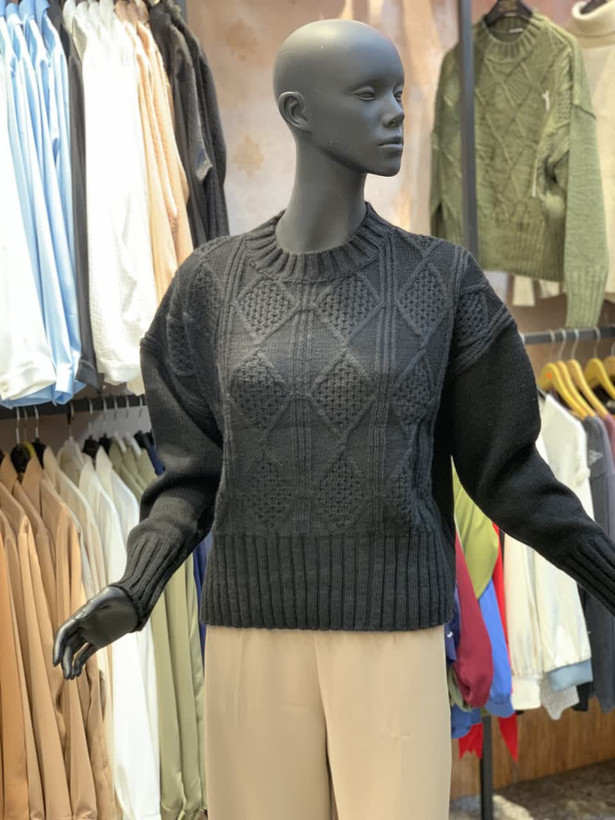 بلوز بافت کراپ طرح لوزی