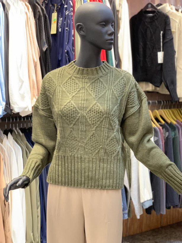 بلوز بافت کراپ طرح لوزی