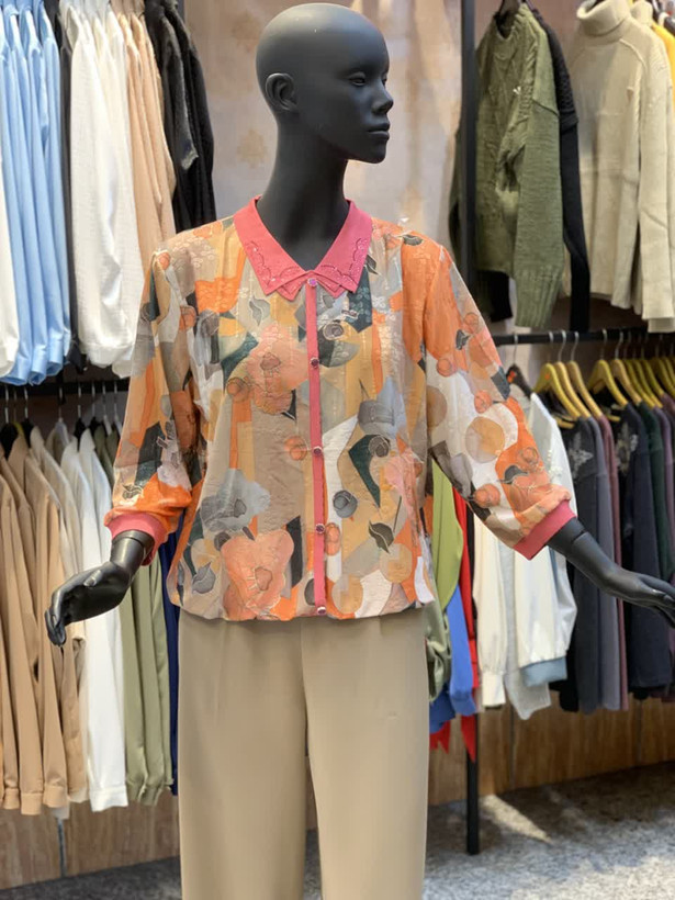 بلوز کریستال وارداتی یقه ب قواره بزرگ