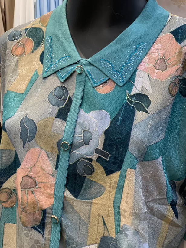 بلوز کریستال وارداتی یقه ب قواره بزرگ