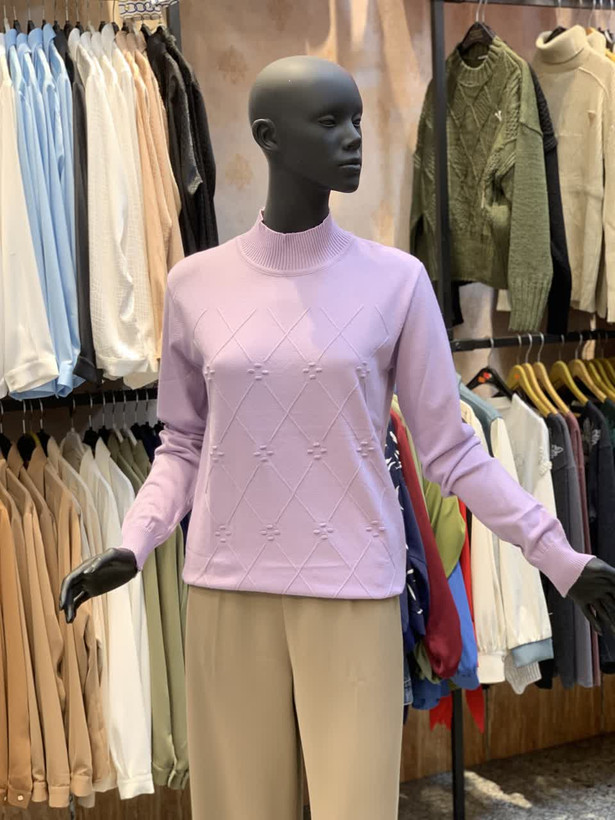 بلوز بافت نخ گپ یقه 5 سانت طرح لوزی