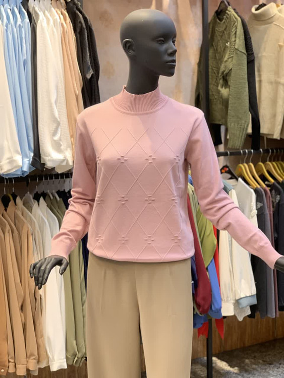 بلوز بافت نخ گپ یقه 5 سانت طرح لوزی