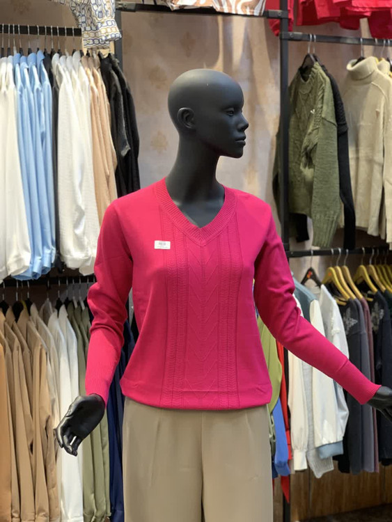 بلوز بافت نخ گپ یقه هفت طرح گندم