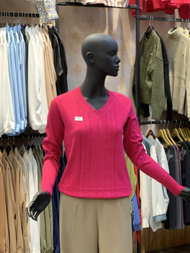 بلوز بافت نخ گپ یقه هفت طرح گندم