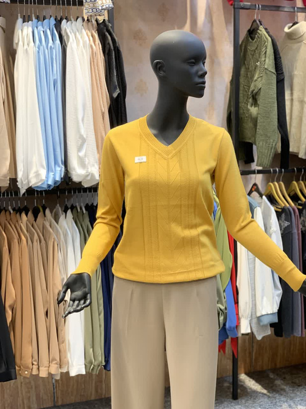 بلوز بافت نخ گپ یقه هفت طرح گندم