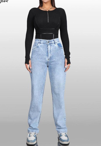 شلوار جین راسته آبی یخی