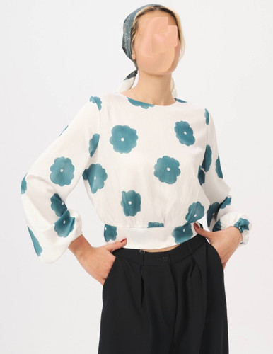 شومیز کراپ ساتن سیلک جولیا طرح گل