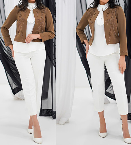 کت و تاپ کرپ طرح شکوفه دخترانه