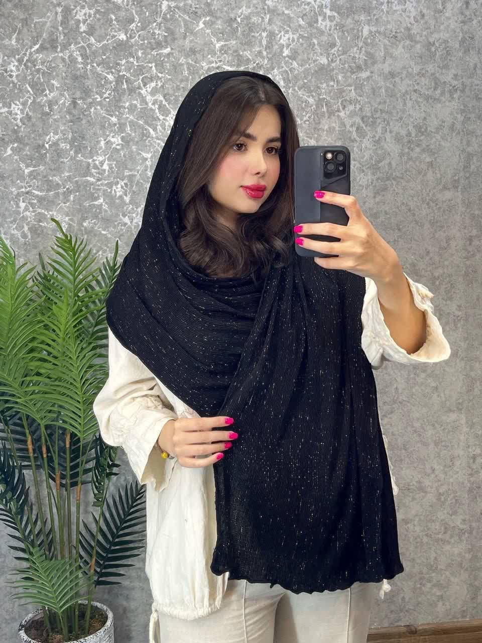 شال پلیسه لمه منگوله‌دار